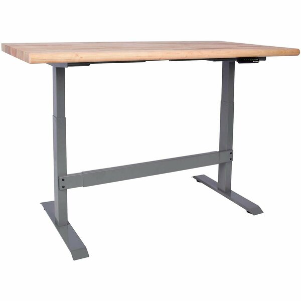 Global Industrial Electric Adjustable Height Workbench, Maple Safety Edge, 60inW x 30inD, Gray 338338GY